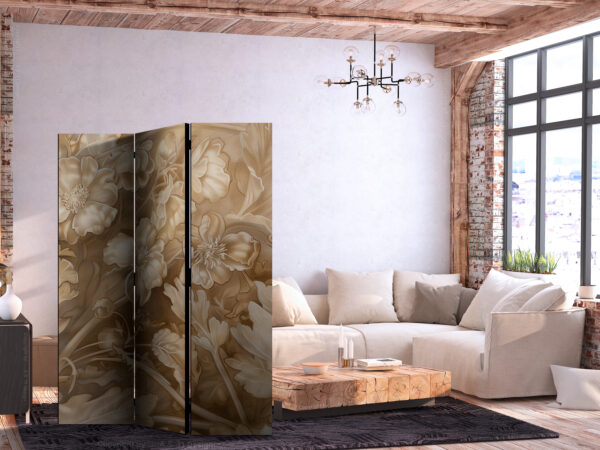 Paravent - Carved Floral Ornaments in Soft Sepia and Brown Tones [Room Dividers] – Bild 2