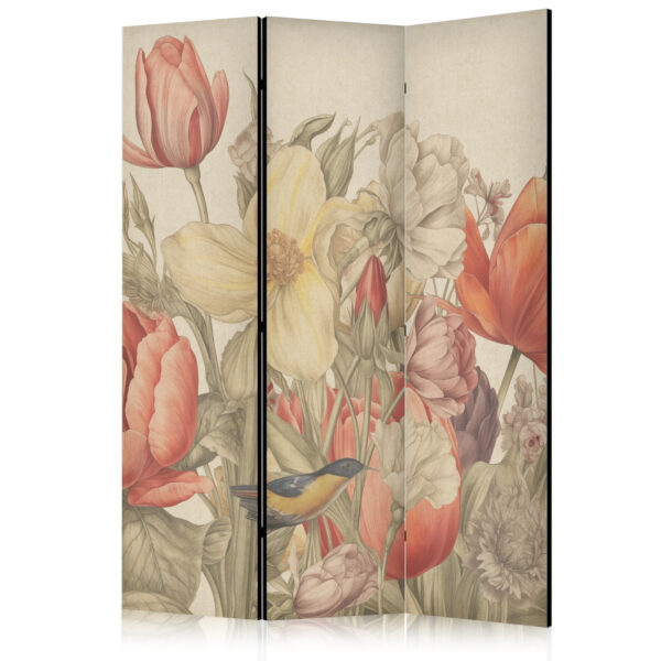 Paravent - Bouquet with Tulips - Colorful Flowers on a Light Background - Illustration [Room Dividers]