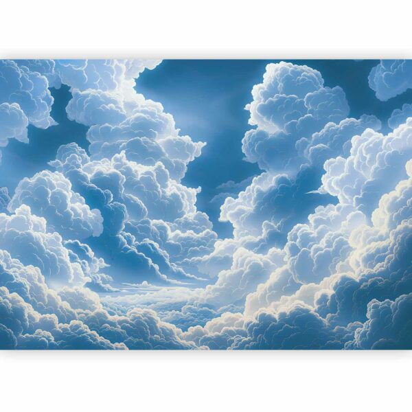 Fototapete - Blue Sky Breaking Through White Fluffy Clouds – Bild 2