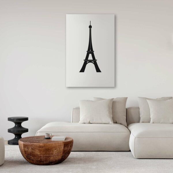 Leinwandbild - Eiffel Tower Simple Graphics in Black and White – Bild 2