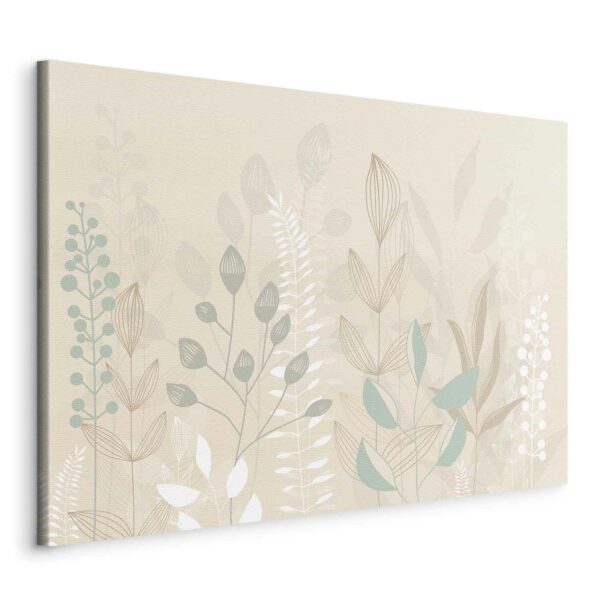 Leinwandbild - Morning in the Meadow - Various Pastel Plants on a Beige Background