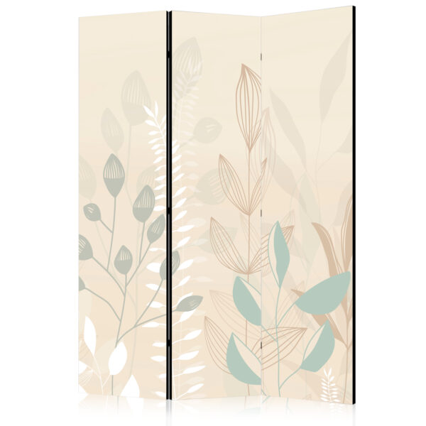 Paravent - Morning in the Meadow - Various Pastel Plants on a Beige Background [Room Dividers]