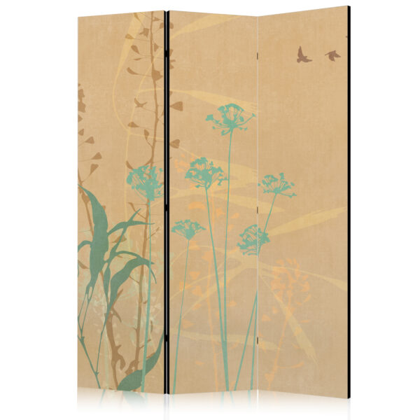 Paravent - Tiny Bird - Colorful Grasses in Golden Shades of Sunset [Room Dividers]