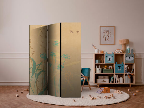 Paravent - Tiny Bird - Colorful Grasses in Golden Shades of Sunset [Room Dividers] – Bild 2