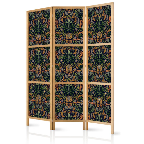 Japanischer Paravent - Baroque Ornaments in Patinated Gold and Browns - Retro Motif