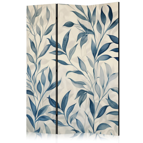 Paravent - Leaves in Blue Colors - Delicate Botanical Motif [Room Dividers]