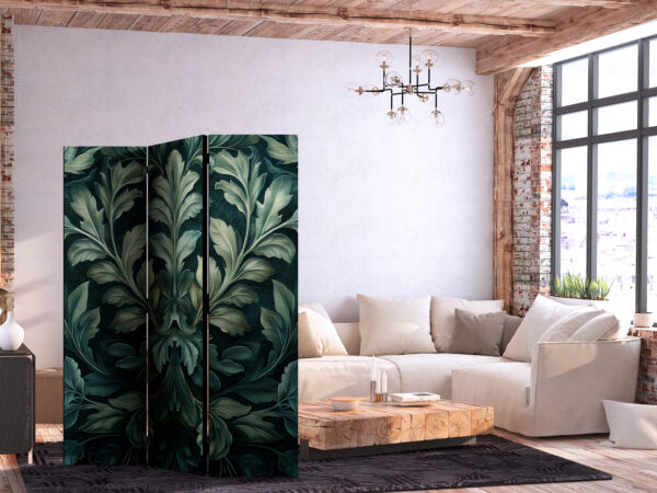 Paravent - Dark Green Victorian Leaves - Botanical Carved Composition [Room Dividers] – Bild 2