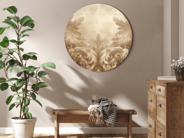 Rundes Bild - Carved Baroque Ornaments Rich Composition in Sepia Colors – Bild 2