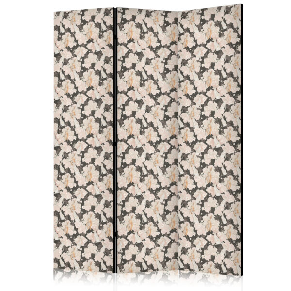Paravent - Among Pink Shrubs - White and Beige Rabbits on a Blooming Meadow [Room Dividers]
