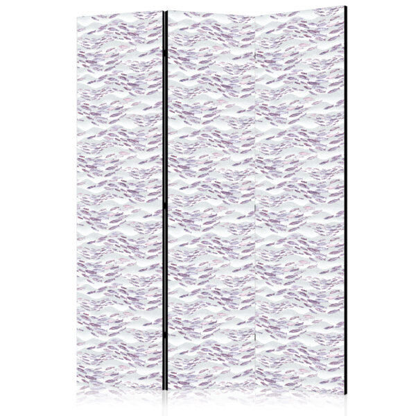 Paravent - Fish in Subdued Colors - Shoal of Small Fish in Light Purple and Delicate Pink Against Gray Waves [Room Dividers]