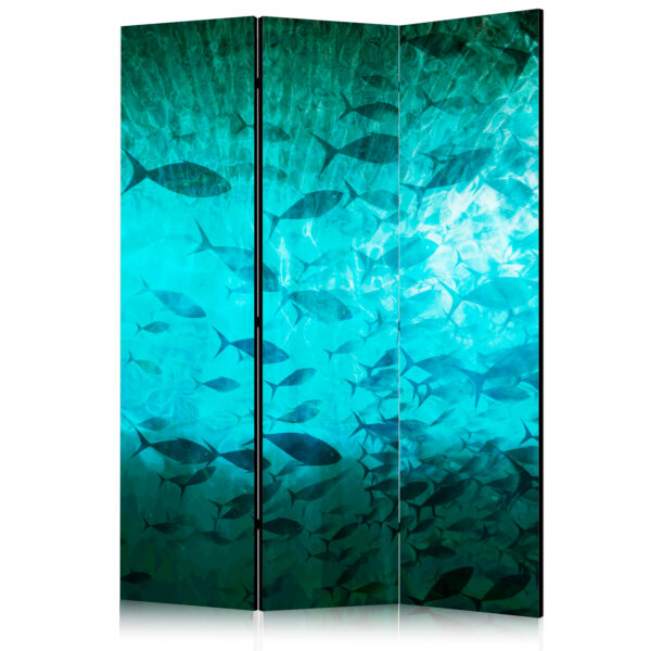 Paravent - Underwater Paradise - Numerous Shoal of Fish in a Beautiful Turquoise-Blue Depth Illuminated by Sunlight [Room Dividers]