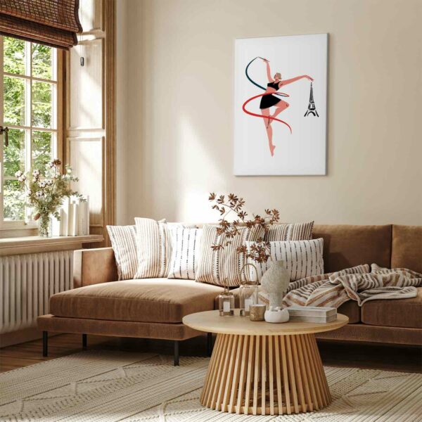Leinwandbild - Rhythmic Gymnastics - Illustration of a Woman With a Ribbon – Bild 2