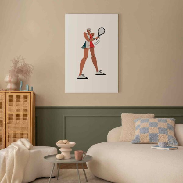 Leinwandbild - Tennis Player With a Racket on a Light Background - Illustration – Bild 2