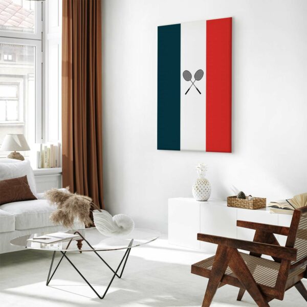 Leinwandbild - Black Badminton Rackets Against the Backdrop of the French Flag – Bild 2