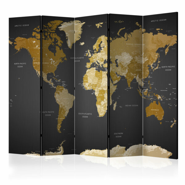 Paravent - World map on dark background [Room Dividers]