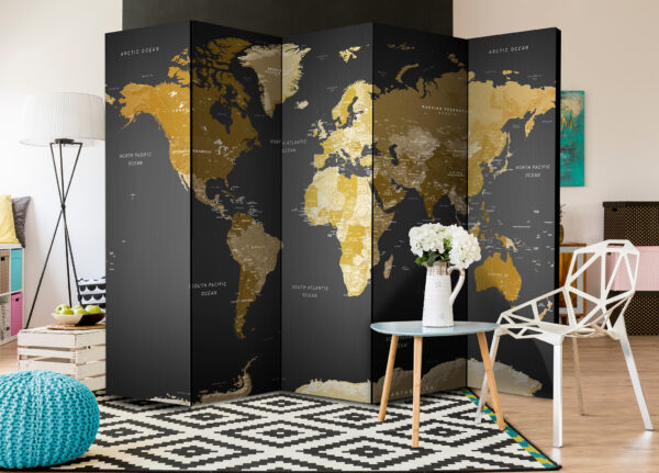 Paravent - World map on dark background [Room Dividers] – Bild 2