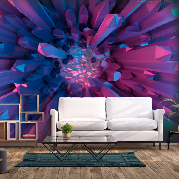 Fototapete - Crystal - geometric fantasy with 3D elements in purple tones – Bild 2