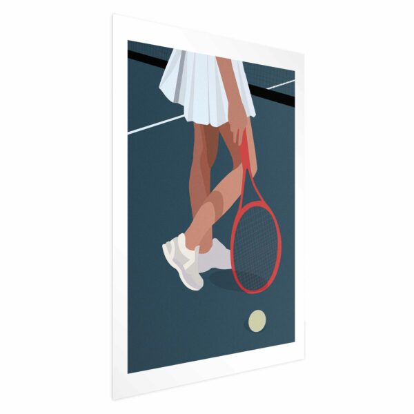 Poster - Tennis Player with a Red Racket on the Court - Illustration